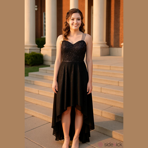 Dress Tells Black and Silver Sequin High Low Prom Gown 3Xl